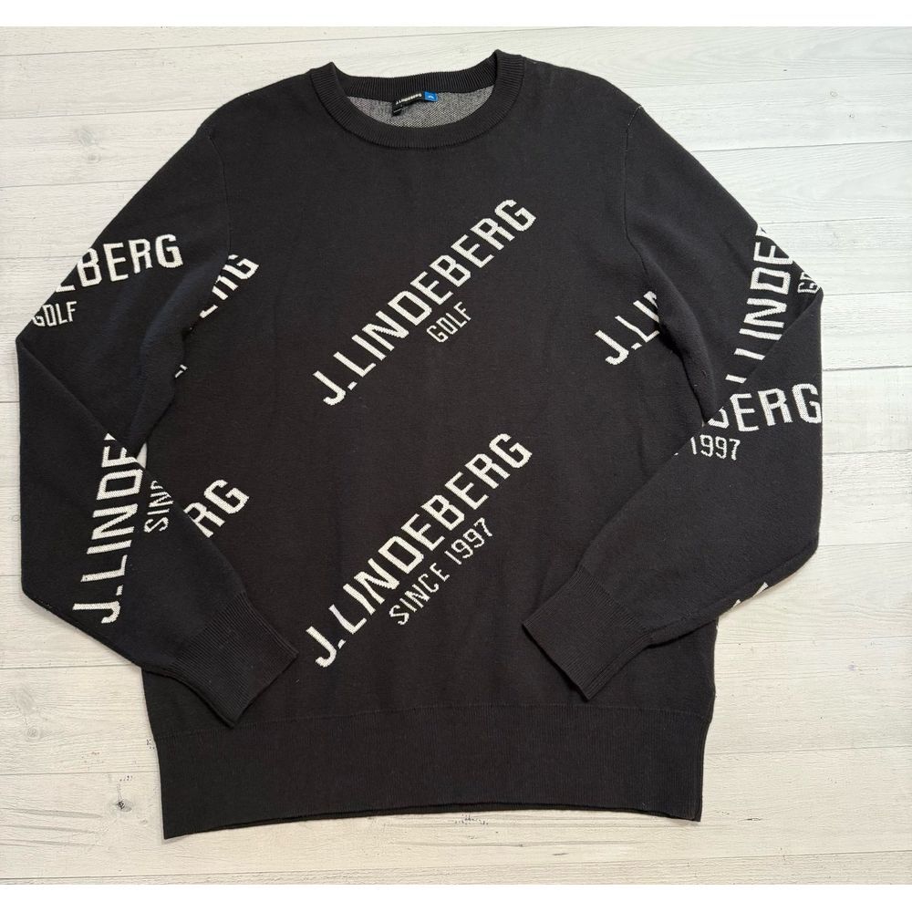 J. lindeberg cason‎ cotton Coolmax black and white sweater men's Large